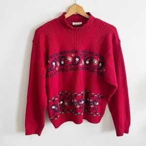 Vintage 90s Talbots 100% cotton embroidered chunky long sleeve knit sweater sz L
